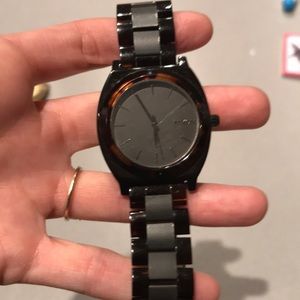 Tortoise & Black Nixon Time Teller Acetate Watch